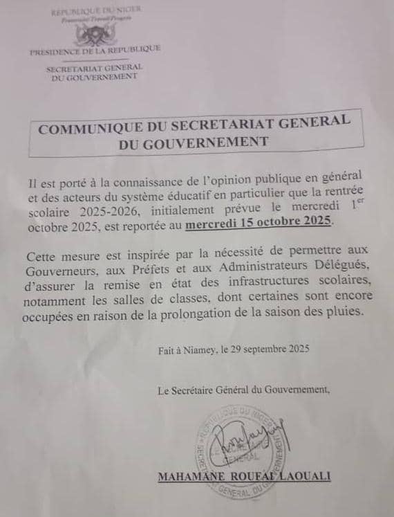 Rentrée scolaire 2025-2026 : encore un report de deux semaines